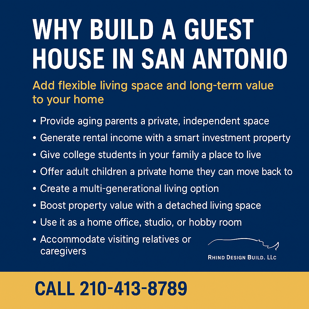 guest house builder san antonio, adu builder san antonio, in-law suite san antonio, backyard guest house san antonio, garage apartment san antonio, rhino design build, home addition san antonio, multi generational living san antonio, build a guest house texas, rental unit builder san antonio